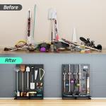 JWX Garage Pegboard Tool Organizer Free Standing, Organizer Storage Rack with 21 Pegboard Storage Set Max 300 lbs Super Heavy Duty Garden Tool Hanger Rack for Ski Gears, Broom, Shovel Yard Tools