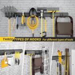 UUP Garage Storage, Garage Organization, Wall Mount Garden Tool Organizer 64 Inches, Max 620lbs Adjustable Metal Hooks, Yard Shed Rack, Tool Holder for Hanging Rake Broom Mop Snowboard, Home Gift