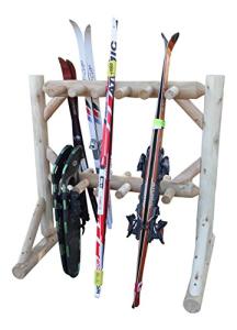 Log Kayak Rack - 11-Place Freestanding Log Ski Rack, Ski Storage Rack for Garage, Ski Holders, Ski Organizer, Indoor & Outdoor Snowboard Rack, Ski Snowboard Pole Organizer, Sports Rack - Unfinished
