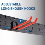 Wallmaster Wall Mount Garage Organizer Tool Storage Rack, Heavy Duty Folding Chair Hangers with 8 Adjustable Hooks, 48-inch Tracks, Max Load 300lbs