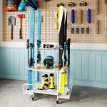 yeshine Freestanding Ski Storage Rack, Floor Stand Ski Storage Rack for Garage, Heavy Duty Steel Ski Organizer Holders for 4 Skis, Poles, Boots, Bags, and More Ski Supplies