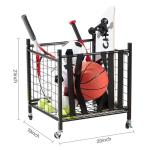 True & Tidy® Metal Storage Cart with Straps and Wheels, Elastic Straps Locking Wheels Indoor Outdoor Steel Equipment Ball Cart Holder, Stuffed Animal Toy Storage Organizer - Home, Garage, School, Gym