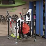 True & Tidy® Metal Storage Cart with Straps and Wheels, Elastic Straps Locking Wheels Indoor Outdoor Steel Equipment Ball Cart Holder, Stuffed Animal Toy Storage Organizer - Home, Garage, School, Gym