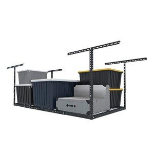 FLEXIMOUNTS 3x6 Overhead Garage Storage Adjustable Ceiling Rack 72" Length x 36" Width x 40" Height, 450lbs Weight Capacity, Black
