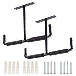 Ihomepark Overhead Garage Storage Hooks, Heavy Duty Ceiling Mounted Garage Utility Hanging Rack for Lumber Bike Tools, Black
