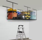 3 x 8FT Overhead Garage Storage Rack, Adjustable Ceiling Storage Racks, Garage Shelving Heavy Duty Storage Organizer System, 600lbs Weight Capacity (Black)