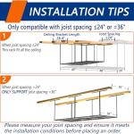 3 x 8FT Overhead Garage Storage Rack, Adjustable Ceiling Storage Racks, Garage Shelving Heavy Duty Storage Organizer System, 600lbs Weight Capacity (Black)