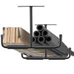 Ihomepark Overhead Garage Storage Hooks, Heavy Duty Ceiling Mounted Garage Utility Hanging Rack for Lumber Bike Tools, Black