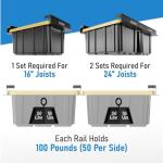HANDT Overhead Garage Storage Rack, Connectable Heavy Duty Metal Ceiling Rails For Garage Storage Organization Shelving System, Hanging Racks For Tote Containers, Supports Up To 6 Bins, 4 Sets Black