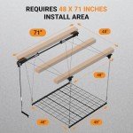 eShelf Adjustable Overhead Garage Storage Rack, 4x4ft Garage Ceiling Storage Lift, Heavy Duty Garage Storage Lift System With 300lbs Weight Capacity, Perfect for Kayaks, Ladders