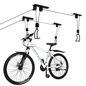 2PACK Bike Hoist Garage Bike Lift Bicycle Hoist Bike Garage Storage Ceiling Mount Lift Hoist Storage Rack for Garage Indoor Bike Lift Even Works as Ladder Lift Premium Quality