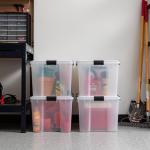 IRIS USA 74 Quart WeatherPro Plastic Storage Bin Tote Organizing Container with Durable Lid and Seal and Secure Latching Buckles, 4 Pack