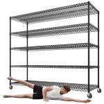 REIBII 60" W Storage Shelves Wire Shelving with Wheels 3200 lbs Heavy Duty Steel Metal Shelving Unit Shelf Rack for Warehouses,Garage, Kitchen, School,Commercial,73" H X 60”W X 18" D