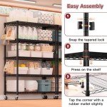 PrimeZone 5 Tier Wire Shelving Rack Storage Shelves with Wheels,Adjustable Rolling Heavy Duty Metal Shelving Unit,Utility Shelf for Kitchen Garage Closet Pantry Laundry 36" W x 14" D x 74" H