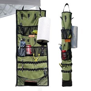 Camping Hanging Organizer - AYAMAYA Tent Organizer for Inside with Campsite Storage Straps & Mesh Pockets & Hanging Hooks for Camping, RV Camper, Picnic, One-Piece Storage Bag Multiple Can Be Spliced