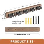 IMILLET Broom Holder Wall Mount, Wood Broom Holder with 5 Racks and 4 Hooks Broom Organizer, Laundry Room Organization and Storage, Mop Holder for Home Organization, Garden, Garage, Kitchen, Closet