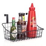 LeleCAT Basket with hook Grid Storage Basket, Hang it behind a door or on a railing, Over the Cabinet Door, Small, BLack,2 Pack