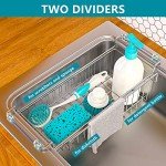 FavoThings Over The Kitchen Sink Caddy Sponge Holder Organizer Drying Rack Expandable for Sponge Brush Soap Dish Cloth Rag 14.5" to 22", Stainless Steel