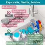 FavoThings Over The Kitchen Sink Caddy Sponge Holder Organizer Drying Rack Expandable for Sponge Brush Soap Dish Cloth Rag 14.5" to 22", Stainless Steel
