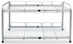 Surpahs 2 Tier Under Sink Expandable Shelf Organizer, Storage Rack (Silver)