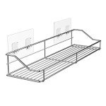 Orimade Bathroom Shelf Organizer Shower Caddy Storage Kitchen Rack with Traceless Transparent Adhesive No Drilling SUS304 Stainless Steel, 15.75 inch, Silver