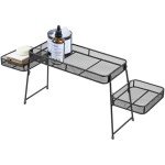 MyGift Black Metal Over The Sink Organizer Shelf Rack, 3 Tiered Bathroom or Kitchen Sink Storage Display Caddy