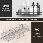 Orimade Bathroom Shelf Organizer Shower Caddy Storage Kitchen Rack with Traceless Transparent Adhesive No Drilling SUS304 Stainless Steel, 15.75 inch, Silver