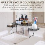 MyGift Black Metal Over The Sink Organizer Shelf Rack, 3 Tiered Bathroom or Kitchen Sink Storage Display Caddy