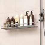 Orimade Bathroom Shelf Organizer Shower Caddy Storage Kitchen Rack with Traceless Transparent Adhesive No Drilling SUS304 Stainless Steel, 15.75 inch, Silver