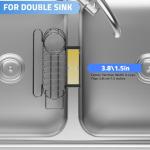 Cisily 3-in-1 Sponge Holder for Kitchen Sink Caddy (Hanging&Adhesive), Stainless Steel Movable Brush Holder + Dish Cloth Hanger, Hanging Sink Caddy Organizer, in Sink Organizer Accessories Rack