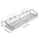 Orimade Bathroom Shelf Organizer Shower Caddy Storage Kitchen Rack with Traceless Transparent Adhesive No Drilling SUS304 Stainless Steel, 15.75 inch, Silver