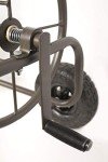 Liberty Garden Residential Grade Four Wheel 250 Foot Capacity Steel Frame Water Hose Reel Cart with Basket for Backyard, Garden, or Home, Brown, Bronze
