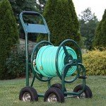 Liberty Garden Products 4 Wheel Hose Reel Cart, Holds up to 350 Feet of 5 to 8 Inch Hose with Basket, Ideal for Backyard, Garden, or Home (Green)