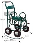 Liberty Garden Products 4 Wheel Hose Reel Cart, Holds up to 350 Feet of 5 to 8 Inch Hose with Basket, Ideal for Backyard, Garden, or Home (Green)
