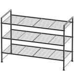 Simple Houseware 3-Tier Stackable Shoe Rack Storage Shelf, Black
