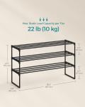 SONGMICS Shoe Rack, 3-Tier Shoe Organizer, Metal Storage Shelf, Upright or Upside Down, for 16-20 Pairs, Stackable, for Entryway, 11.8 x 36.2 x 21.7 Inches, Black ULSA303B02