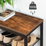 HOOBRO Shoe Bench, 3-Tier Shoe Rack, Industrial Shoe Organizer Storage Bench, 29.5 inches Entry Bench with Mesh Shelves, for Entryway, Living Room, Hallway, Easy Assembly, Rustic Brown BF75HX01
