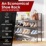 Sakugi Shoe Rack with Non-Woven Fabric - 3-Tier Shoe Organizer for Closet, Garage, Corridor & Entryway, Sturdy and Stackable, X-Large, Black