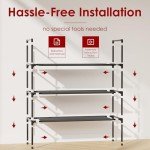 Sakugi Shoe Rack with Non-Woven Fabric - 3-Tier Shoe Organizer for Closet, Garage, Corridor & Entryway, Sturdy and Stackable, X-Large, Black