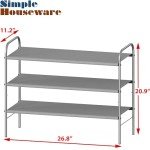 Simple Houseware 3-Tier Shoe Rack Storage Organizer, Grey