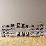 Simple Houseware 3-Tier Shoe Rack Storage Organizer, Grey