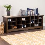 Prepac Cabinet Shoe Cubby Bench, 15.5"D x 60"W x 20.25"H, Brown