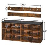 HOOBRO Shoe Storage Bench with Cushion, Entryway Bench, 39.4" Hall Tree, Coat Rack, 12 Cubbies, Holds up to 330 lb, Shoe Rack, Storage Cabinet for Bedroom, Hallway, Rustic Brown BF112HX01G1