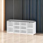 TJYGO Shoe Bench, 10 Cubbies Storage Rack Bench with Removable Padded Seat, Space Saving Shoe Shelf for Entryway, Living Room, Hallway, Bedroom