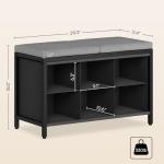 YATINEY Shoe Storage Bench with Cushion, Shoe Cubby Bench, Shoe Rack with Padded Seat and 6 Oxford Shoe Compartments, for Closet, Bedroom, Entryway, Black and Gray HX01BK
