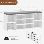 TJYGO Shoe Bench, 10 Cubbies Storage Rack Bench with Removable Padded Seat, Space Saving Shoe Shelf for Entryway, Living Room, Hallway, Bedroom