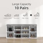 TJYGO Shoe Bench, 10 Cubbies Storage Rack Bench with Removable Padded Seat, Space Saving Shoe Shelf for Entryway, Living Room, Hallway, Bedroom