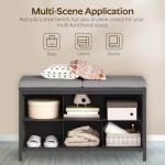 YATINEY Shoe Storage Bench with Cushion, Shoe Cubby Bench, Shoe Rack with Padded Seat and 6 Oxford Shoe Compartments, for Closet, Bedroom, Entryway, Black and Gray HX01BK