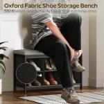 YATINEY Shoe Storage Bench with Cushion, Shoe Cubby Bench, Shoe Rack with Padded Seat and 6 Oxford Shoe Compartments, for Closet, Bedroom, Entryway, Black and Gray HX01BK