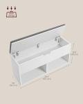 VASAGLE Shoe Storage Bench with Cushion, Entryway Shoe Rack Bench with Storage, 2 Open and 1 Hidden Compartments, for Living Room, Bedroom, White and Gray ULHS021W01